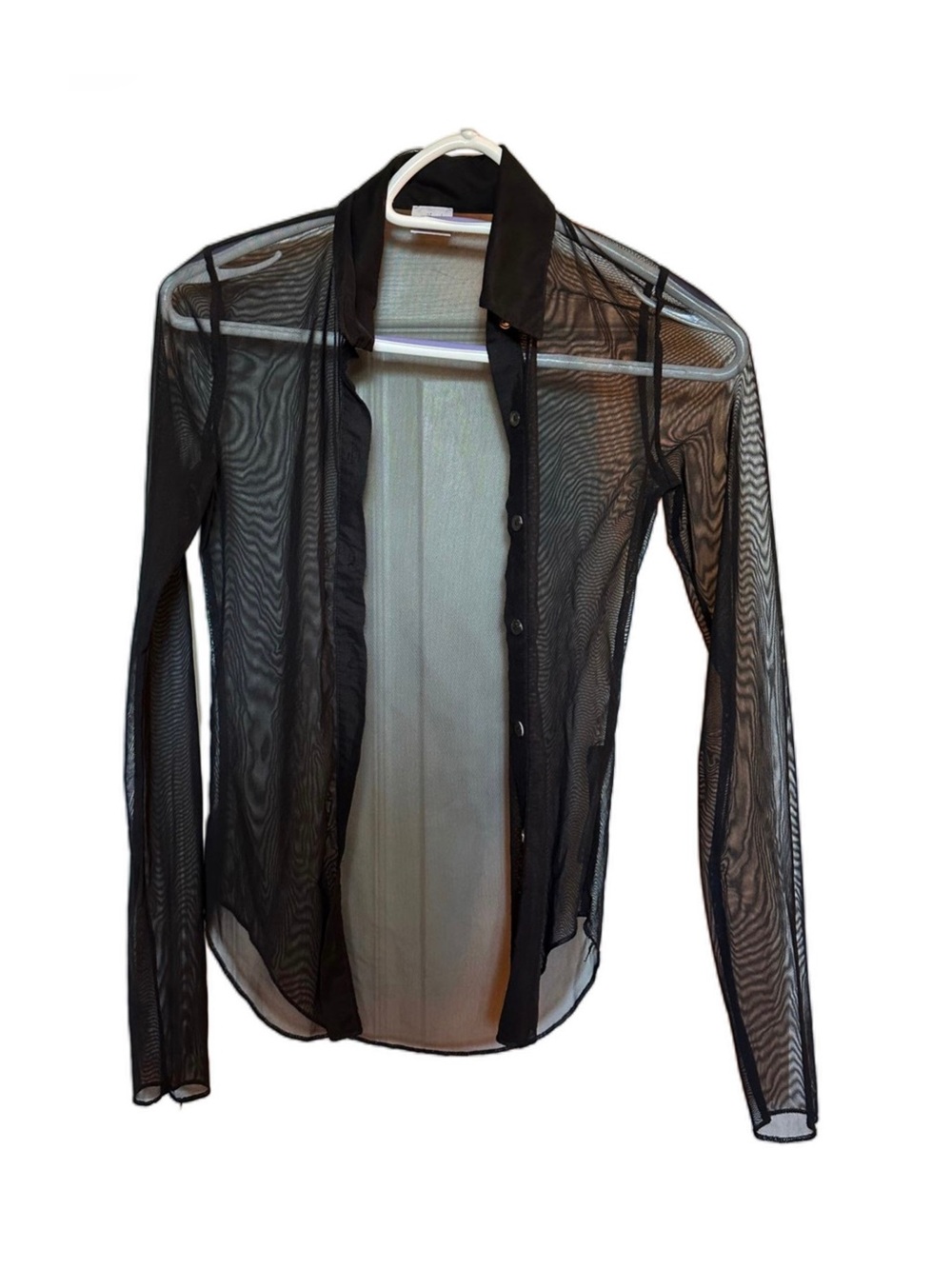 Aritzia Sheer mesh Black Button-Up Shirt